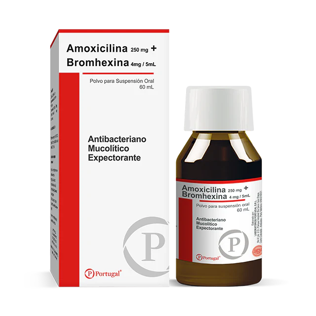 AMOXICILINA + BROMHEXINA-250 mg + 4 mg/ 5 mL